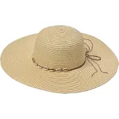 Clayre & Eef Hoed Dames Beige Papierstro Schelpen