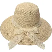 Clayre & Eef Hoed Dames Beige Papierstro