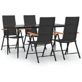 vidaXL 5-delige Tuinset poly rattan zwart en bruin