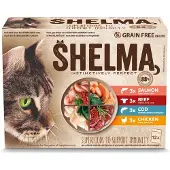Shelma 4x zalm, rund, kabeljauw, kip, graanvrij 12zakjes
