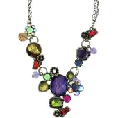 Behave - Ketting goudkleur met multi kleur stenen, 39 cm