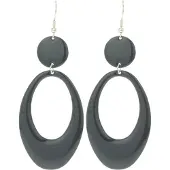 Behave - Oorhangers - Ovaal - Antraciet Grijze - 9 cm lang