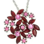 Behave - Ronde Ketting met Rode en Roze Stenen - 40,5 cm