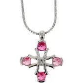 Behave - Zilverkleur ketting met roze stenen kruis hanger - Elegant detail