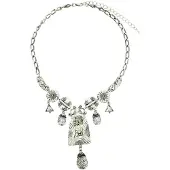 Behave ketting zilverkleur met bruine stenen 40,5 cm (+ 7,5 cm verlengketting)