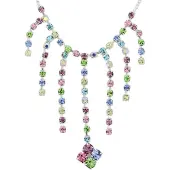 Behave - Zilverkleur ketting met kleurrijke steentjes - Feestelijke look