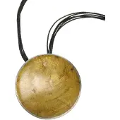 Behave Ketting van touw met ronde schelpenhanger 44 cm - Nikkelvrij