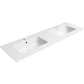 Ben Orrizon dubbele wastafel met 2 kraangaten 142,6x46cm wit Xtra glaze