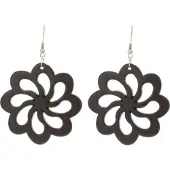 Behave - Oorhanger - Donker Bruine bloemen oorhangers - diameter 5 cm