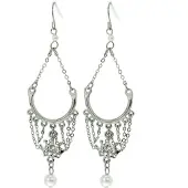 Behave - Oorhangers - Vintage glamour - Kroontje met parel - 8 cm