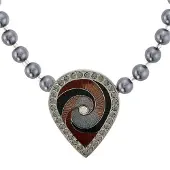 Behave - Ketting - Emaille Druppel - Parel - Grijs - 45 cm