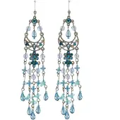 Behave - Bohemian Chandelier Oorbellen in Blauwtinten – Statement Sieraden van 12 cm Lang
