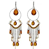 Behave - Statement oorbellen bruin kralen - Boho chic festival stijl