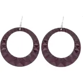 Behave - Oorhangers Dames - Grote Rond Oorbellen - Aubergine Paars - Diameter 6 cm