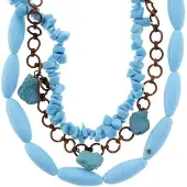 Behave - Damesketting turquoise lagen - Boho chic - 46 cm