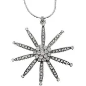 Behave Ketting zilverkleur met stenen bloem hanger 40,5 cm