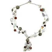 Behave - Witte ketting met glas- en keramieke kralen - Nikkelvrij - 65,5 cm