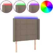 vidaXL Hoofdbord LED 93x16x118/128 cm stof taupe