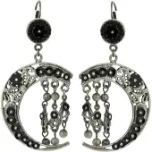 Behave - Oorhangers halve maan zwart - vintage boho stijl