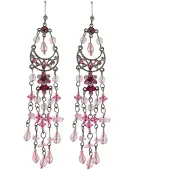 Behave - Bohemian Chandelier Oorbellen in Roze Tinten – Statement Sieraden van 12 cm Lang