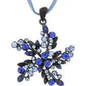 Behave - Ketting Met Bloemenhanger - Blauw - Statement Natuurstijl