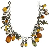 Behave - Ketting met bruine kralen en vintage hangers - Modeaccessoire voor romantische looks