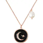 Valero Pearls Ketting rose-goud / zwart / parelwit