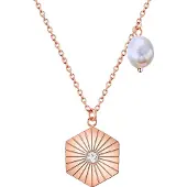 Valero Pearls Ketting rose-goud / transparant / parelwit