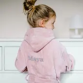 Yoursurprise Kinderbadjas met naam - Roze - 8/10 jaar