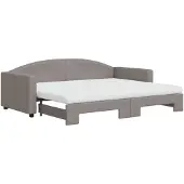 vidaXL Slaapbank met onderschuifbed en matrassen 90x200 cm stof taupe