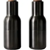 Menu Bottle Grinder kruidenmolen metaal 2-pack Bronzed brass (deksel van walnoothout)