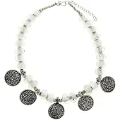Behave - Witte ketting met glaskralen en hangers - Nikkelvrij - 44 cm