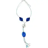 Behave - Ketting Dames Speels Design - Blauw Glas - Zomerse Look