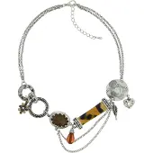 Behave ketting - Dierenprint en decoratieve bedels - Mode accessoires - Nikkelvrij - 43 cm