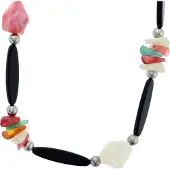 Behave - Lange kralenketting - Artistieke look - Zwart met multicolor