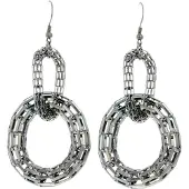 Behave - Dames oorbellen antracietkleur retro statement stijl - 7,5 cm