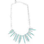 Behave - Statement ketting zilverkleur - Blauw natuursteen - 47 cm