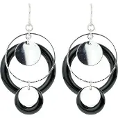 Behave - Oorhangers retro stijl zwart zilverkleur - Avondlook accessoire
