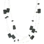 Behave - Ketting dames - Gelaagde stijl met blokdetails - Zwart/Transparant