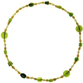 Behave - Lange ketting met bruine en groene glaskralen - 110 cm