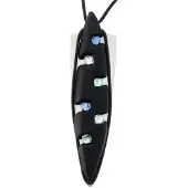 Behave Lange ketting - Zwart touw met fantasie hanger en kristallen