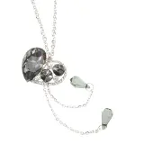 Behave - Lange ketting met hart en grijze stenen - Avondlook stijl