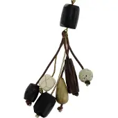 Behave - Lange bruine ketting met resin, hout en glas 104cm