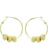 Behave - Dames oorringen goudkleur met grove kralen trendy statement