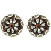 Behave - Oorknoppen met steentje - Bruin - Retro bloemdesign accent