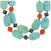 Behave - Ketting met turquoise natuurstenen - Trendy statement sieraden - Nikkelvrij - 56,5 cm
