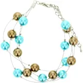 Behave - Parelarmband bruin blauw - Vrouwelijke zomerse look