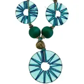 Behave - Ketting Dames Natuurlijke Stijl - Blauw Hout - Creatieve Look