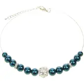 Behave - Ketting met parels en bolvormige hanger met steentjes - 40 cm (verlengketting 5 cm)