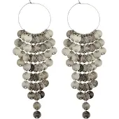Behave - Oorringen met ronde hangers oud-zilver kleur 14 cm - Nikkelvrij - Trendy sieraden
